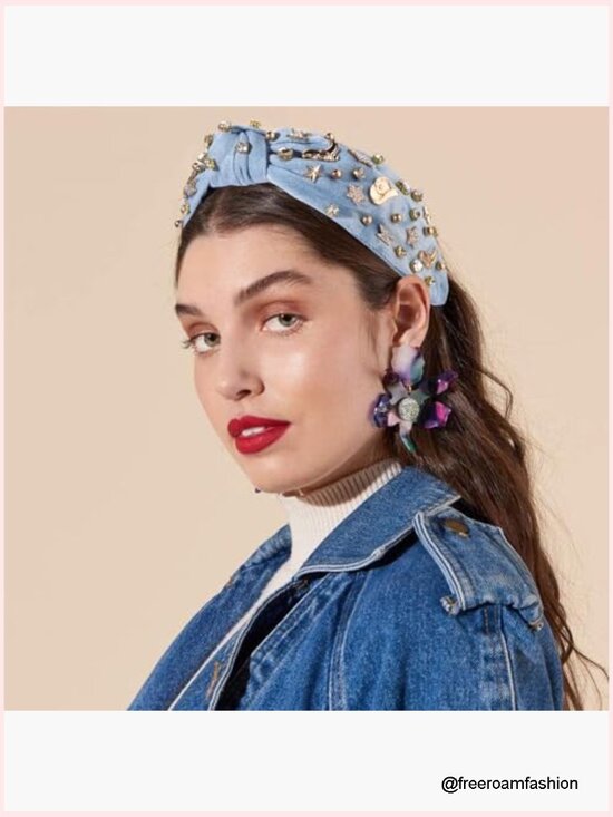 Western Cowgirl Knot Headband Crystal Boot Hat Stars Charms Knotted Hairband main image 4